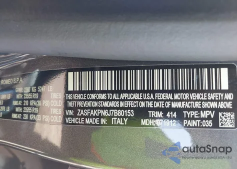 2018 Alfa Romeo Stelvio Sport Awd z USA, uszkodzony, nr VIN ZASFAKPN6J7B80153